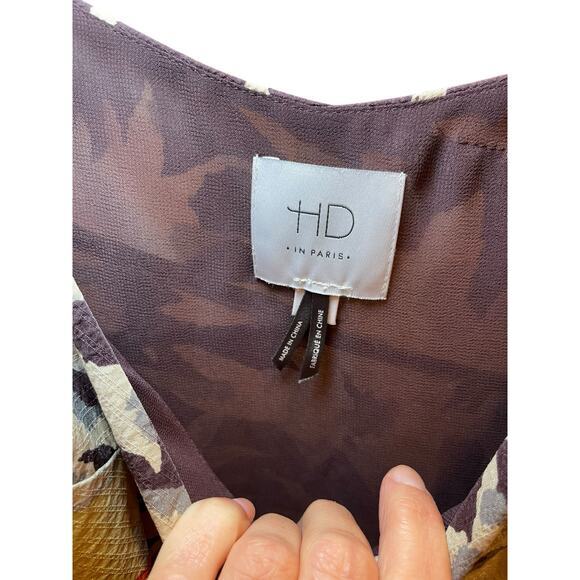 HD in Paris Anthropologie Women 2 Silk Dress Fern & Flower Flowy Slip Dress Boho - Picture 5 of 14